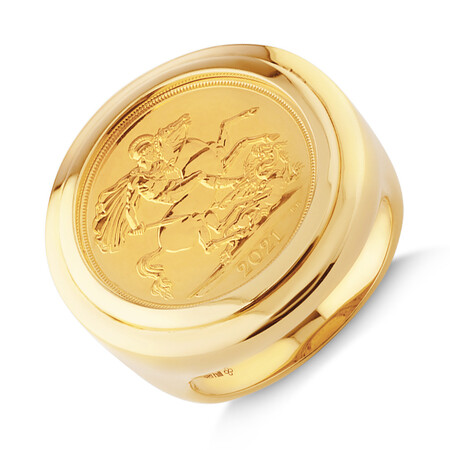 Full Sovereign Ring in 10kt & 22kt Yellow Gold Full Sovereign Ring in 10kt & 22kt Yellow Gold