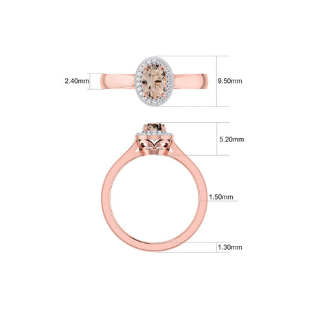 Ring with Morganite & Diamonds in 10kt Rose Gold Ring with Morganite & Diamonds in 10kt Rose Gold