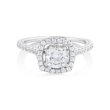 Halo Ring with Cubic Zirconia in Sterling Silver Halo Ring with Cubic Zirconia in Sterling Silver