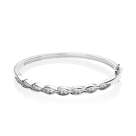Crossover Bangle with White Cubic Zirconia in Sterling Silver Crossover Bangle with White Cubic Zirconia in Sterling Silver