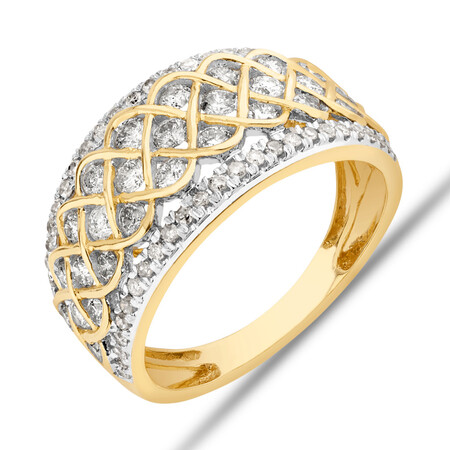 Pave Ring With 1.25 Carat TW Diamond in 10ct Yellow Gold Pave Ring With 1.25 Carat TW Diamond in 10ct Yellow Gold