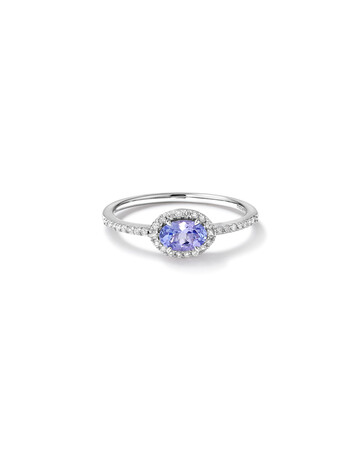 Halo Ring with Tanzanite & 0.15 TW Carat Of Diamonds in 10ct White Gold Halo Ring with Tanzanite & 0.15 TW Carat Of Diamonds in 10ct White Gold