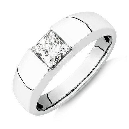 Laboratory-Created 1 Carat Men's Ring in 14ct White Gold Laboratory-Created 1 Carat Men's Ring in 14ct White Gold