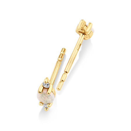 Stud Earrings with Opal & Diamonds in 10kt Yellow Gold Stud Earrings with Opal & Diamonds in 10kt Yellow Gold
