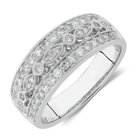 Fancy Ring with 0.50 Carat TW of Diamonds in 10ct White Gold Fancy Ring with 0.50 Carat TW of Diamonds in 10ct White Gold