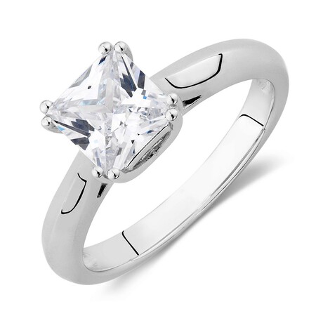Solitaire Ring with a Cubic Zirconia in Sterling Silver