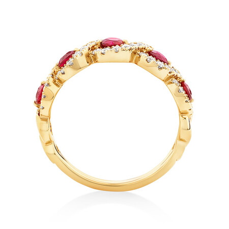 Ring with Ruby & 0.46 Carat TW of Diamonds In 14kt Yellow Gold Ring with Ruby & 0.46 Carat TW of Diamonds In 14kt Yellow Gold