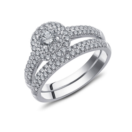 Bridal Set with 1.00 Carat TW of Diamonds in 10ct White Gold Bridal Set with 1.00 Carat TW of Diamonds in 10ct White Gold