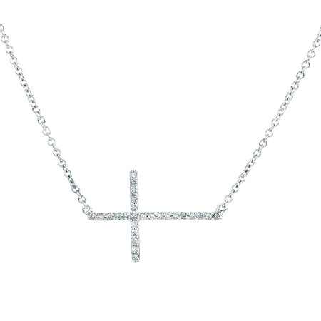 Cross Pendant with Diamonds in Sterling Silver