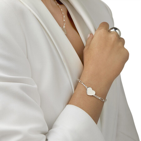 19cm (7.5") Heart Paperclip Bracelet in Sterling Silver 19cm (7.5") Heart Paperclip Bracelet in Sterling Silver