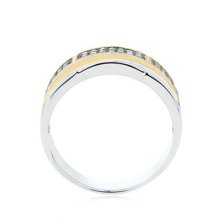 Men's Ring with 0.38 Carat TW of Brown Diamonds in 10ct White & Yellow Gold Men's Ring with 0.38 Carat TW of Brown Diamonds in 10ct White & Yellow Gold
