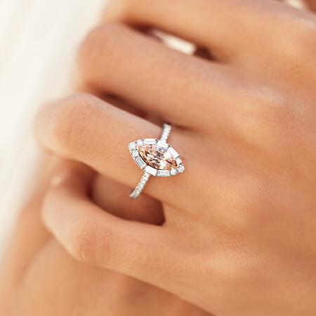 Sir Michael Hill Designer Marquise Engagement Ring with Morganite & 0.50 Carat TW of Diamonds in 18ct White Gold Sir Michael Hill Designer Marquise Engagement Ring with Morganite & 0.50 Carat TW of Diamonds in 18ct White Gold