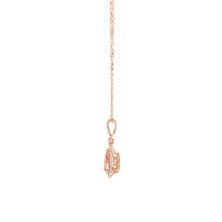 Pear Halo Pendant with Morganite & 0.19 Carat TW of Diamonds in 14kt Rose Gold Pear Halo Pendant with Morganite & 0.19 Carat TW of Diamonds in 14kt Rose Gold