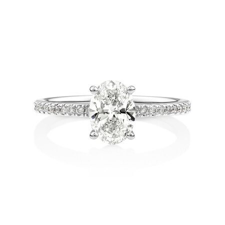Laboratory-Created 1.14 Carat TW of Diamond Oval Ring In 14ct White Gold Laboratory-Created 1.14 Carat TW of Diamond Oval Ring In 14ct White Gold
