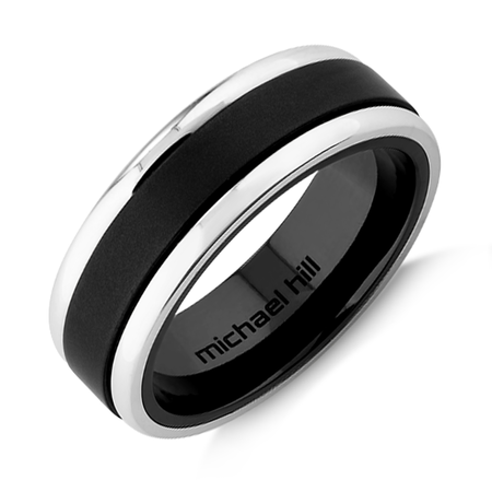 7mm Ring in 10kt White Gold & Black Titanium 7mm Ring in 10kt White Gold & Black Titanium
