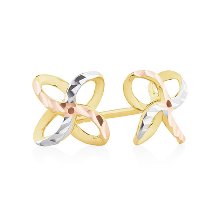 Petal Stud Earrings in 10ct Yellow, White & Rose Gold Petal Stud Earrings in 10ct Yellow, White & Rose Gold