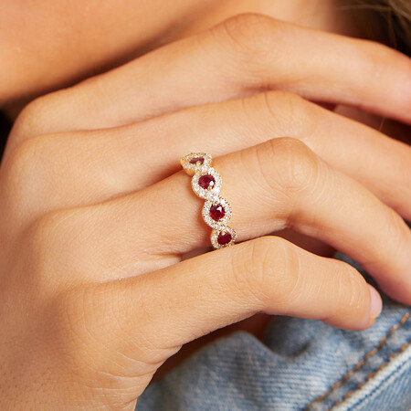 Ring with Ruby & 0.46 Carat TW of Diamonds In 14kt Yellow Gold Ring with Ruby & 0.46 Carat TW of Diamonds In 14kt Yellow Gold