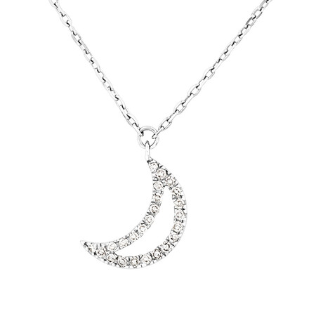 Half Moon Pendant With Diamonds In 10kt White Gold Half Moon Pendant With Diamonds In 10kt White Gold