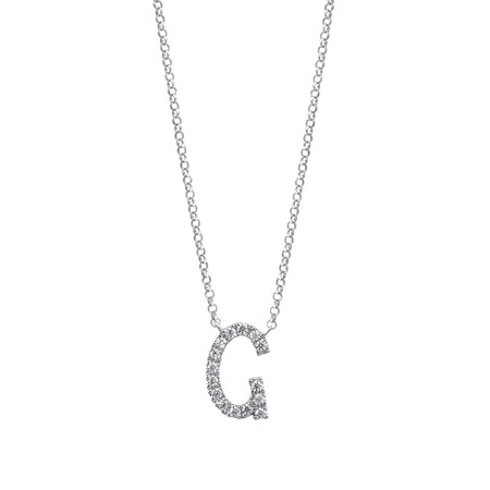 G Initial Necklace with 0.10 Carat TW of Diamonds in 10kt White Gold G Initial Necklace with 0.10 Carat TW of Diamonds in 10kt White Gold
