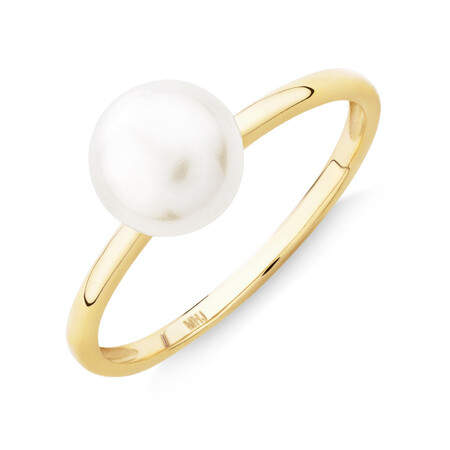 Ring with 7mm Cultured Freshwater Pearl in 10kt Yellow Gold Ring with 7mm Cultured Freshwater Pearl in 10kt Yellow Gold