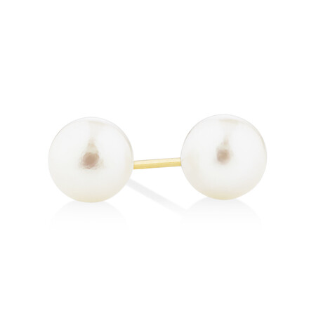 Stud Earrings with 6mm Round Cultured Freshwater Pearl in 10ct Yellow Gold Stud Earrings with 6mm Round Cultured Freshwater Pearl in 10ct Yellow Gold