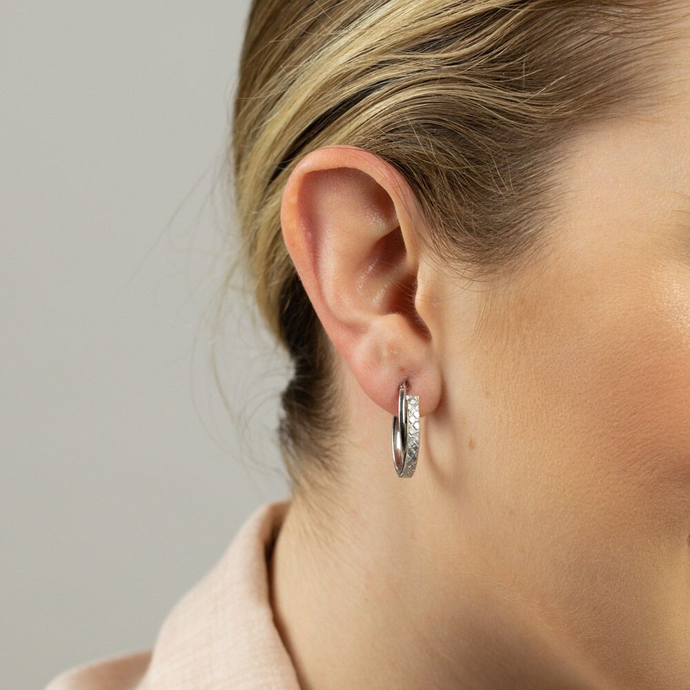 Double Glitter Hoops in Sterling Silver