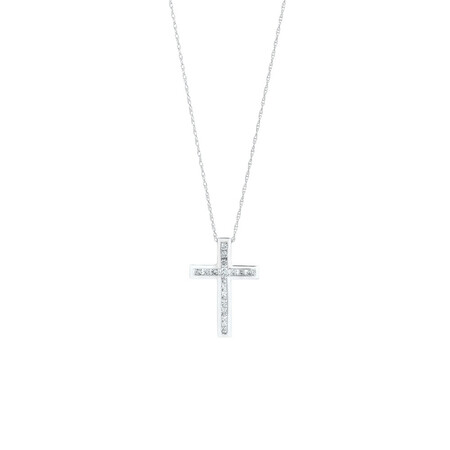 Cross Pendant in 10ct White Gold With 1/4 Carat TW of Diamonds Cross Pendant in 10ct White Gold With 1/4 Carat TW of Diamonds