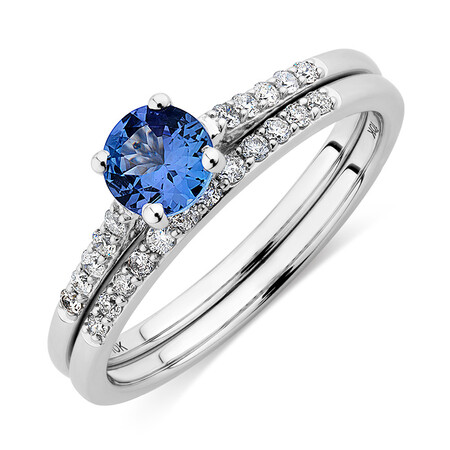 Evermore Bridal Set with Tanzanite & 0.20 Carat TW of Diamonds in 10kt White Gold Evermore Bridal Set with Tanzanite & 0.20 Carat TW of Diamonds in 10kt White Gold