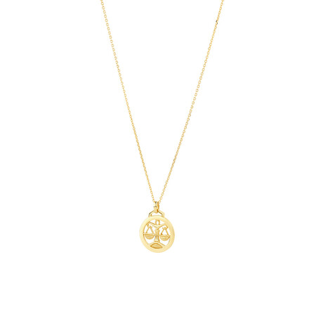 Libra Zodiac Pendant with Chain in 10kt Yellow Gold Libra Zodiac Pendant with Chain in 10kt Yellow Gold