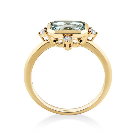 Bezel Ring with Aquamarine & Diamonds in 10kt Yellow Gold Bezel Ring with Aquamarine & Diamonds in 10kt Yellow Gold