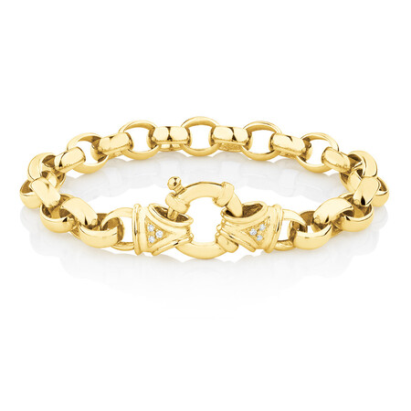 Diamond Set Belcher Bracelet in 10ct Yellow Gold