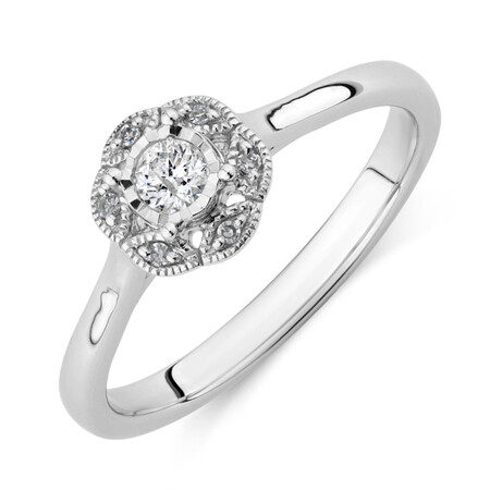 Promise Ring with 0.12 Carat TW of Diamonds in 10ct White Gold Promise Ring with 0.12 Carat TW of Diamonds in 10ct White Gold