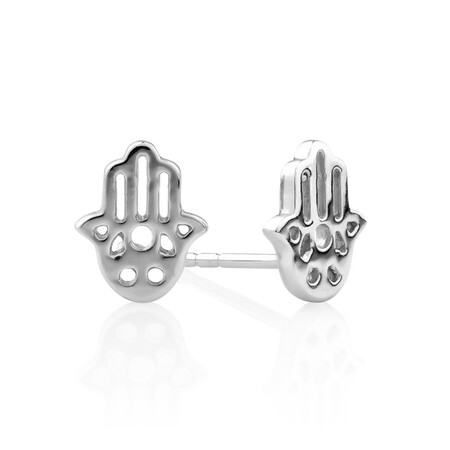 Stud Earring Set with Hamsa, Bar & Ball in Sterling Silver Stud Earring Set with Hamsa, Bar & Ball in Sterling Silver