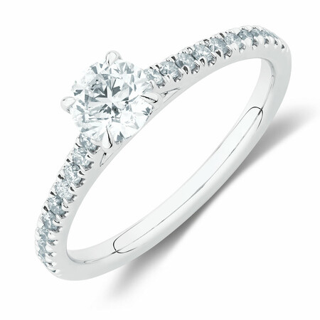 Engagement Ring with 0.78 Carat TW of Diamonds in 14kt White Gold