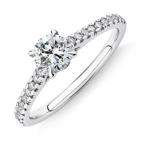 Engagement Ring with 0.78 Carat TW of Diamonds in 14kt White Gold Engagement Ring with 0.78 Carat TW of Diamonds in 14kt White Gold
