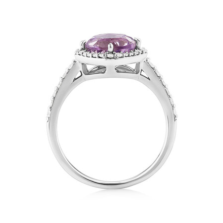 Halo Ring with Amethyst & 0.34 Carat TW of Diamonds in 10kt White Gold Halo Ring with Amethyst & 0.34 Carat TW of Diamonds in 10kt White Gold