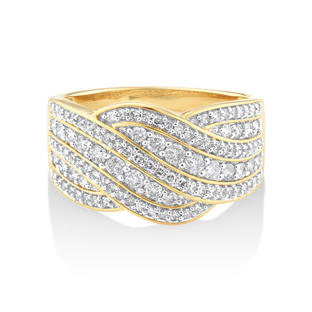 Swirl Cluster Ring with 0.75 Carat TW of Diamonds in 10kt Yellow Gold Swirl Cluster Ring with 0.75 Carat TW of Diamonds in 10kt Yellow Gold