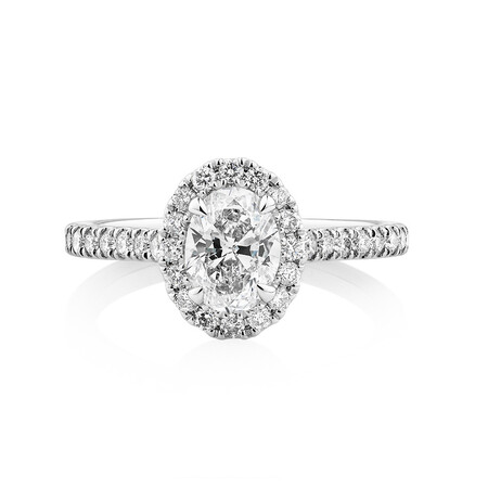 Oval Halo Ring with 1.38 Carat TW of Diamonds in 14kt White Gold Oval Halo Ring with 1.38 Carat TW of Diamonds in 14kt White Gold