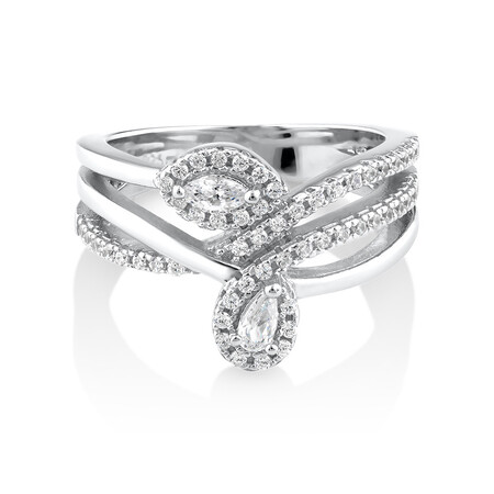 Fancy Ring with Cubic Zirconia in Sterling Silver Fancy Ring with Cubic Zirconia in Sterling Silver