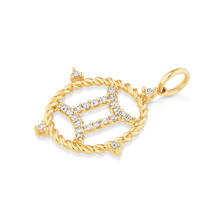 Gemini Zodiac Pendant with 0.20 Carat TW of Diamonds in 10ct Yellow Gold Gemini Zodiac Pendant with 0.20 Carat TW of Diamonds in 10ct Yellow Gold