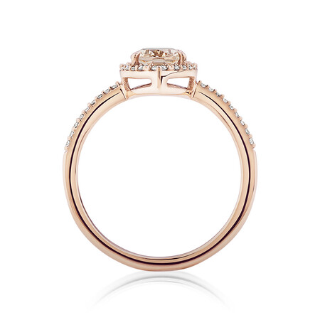 Halo Ring with Morganite & 0.20 Carat TW of Diamonds in 10ct Rose Gold Halo Ring with Morganite & 0.20 Carat TW of Diamonds in 10ct Rose Gold