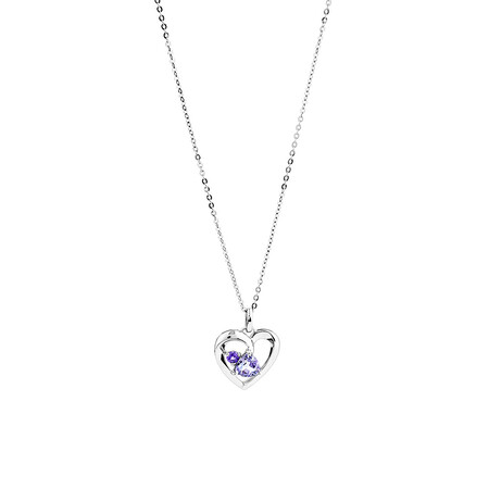 Heart Pendant with Amethyst in Sterling Silver Heart Pendant with Amethyst in Sterling Silver