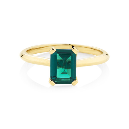 Ring With Laboratory Created Emerald In 10kt Yellow Gold Ring With Laboratory Created Emerald In 10kt Yellow Gold