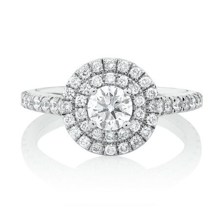 Sir Michael Hill Designer Double Halo Engagement Ring with 1 1/5 Carat TW of Diamonds in 14kt White & Rose Gold Sir Michael Hill Designer Double Halo Engagement Ring with 1 1/5 Carat TW of Diamonds in 14kt White & Rose Gold