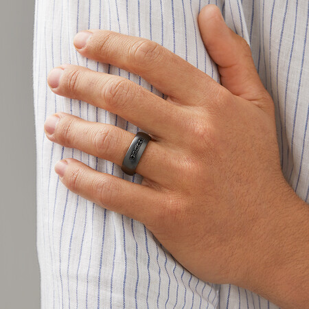 8mm Black Titanium Ring with Enhanced Black Diamonds 8mm Black Titanium Ring with Enhanced Black Diamonds