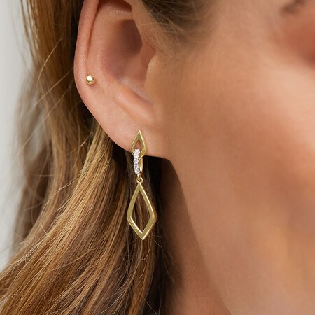 Drop Earrings in 0.10 Carat TW of Diamonds in 10ct Yellow Gold Drop Earrings in 0.10 Carat TW of Diamonds in 10ct Yellow Gold