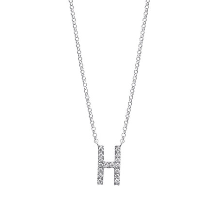"H" Initial necklace with 0.10 Carat TW of Diamonds in 10ct White Gold "H" Initial necklace with 0.10 Carat TW of Diamonds in 10ct White Gold
