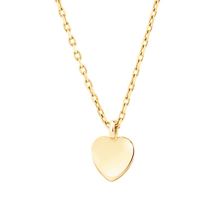 Minimal Heart Disc Necklace In 10kt Yellow Gold Minimal Heart Disc Necklace In 10kt Yellow Gold