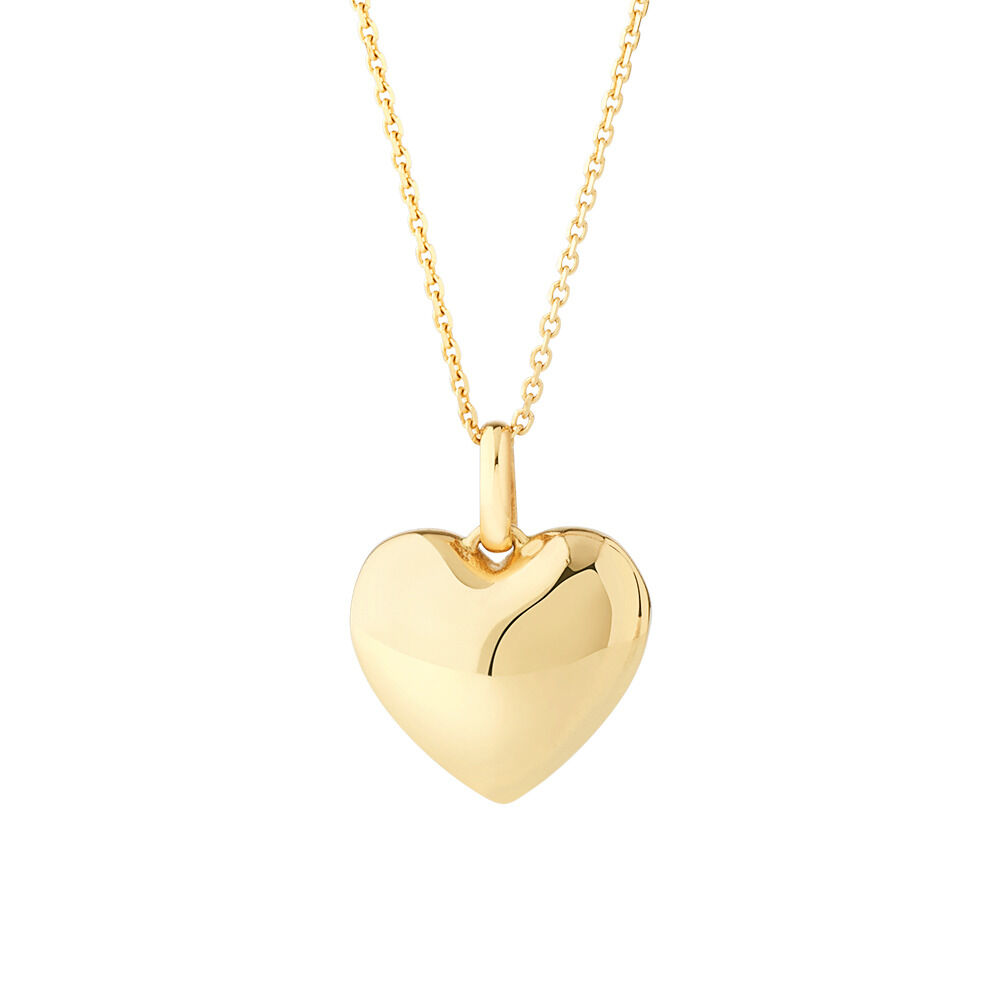 Small Puff Heart Pendant in 10kt Yellow 