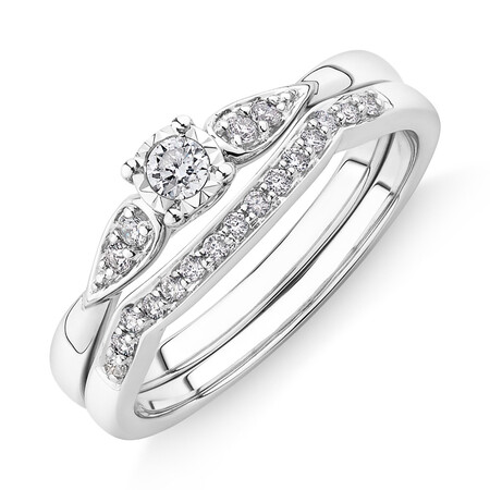 Bridal Set With 0.22 Carat TW of Diamonds In 10kt White Gold Bridal Set With 0.22 Carat TW of Diamonds In 10kt White Gold